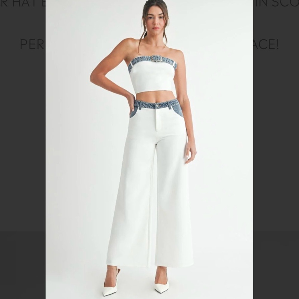 White Denim Contrast
Tube Top and Jeans SET (SZ L) - Picture 11 of 17